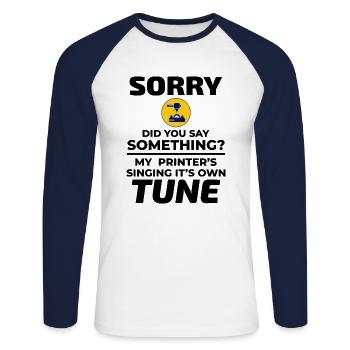 3D Printer 3D Printing Funny - Unisex Long Sleeve Baseball T-Shirt - white/navy - Front - Nik (191cm)