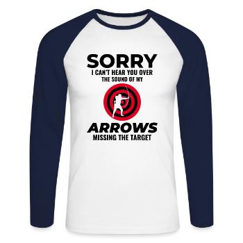 Archery Targets Archer Bullseye Shooting Sport - Unisex Long Sleeve Baseball T-Shirt - white/navy - Front - Nik (191cm)