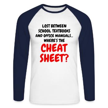 Travail Mèmes Bureau-Humour Milieu de travail Drôle - T-shirt baseball manches longues Homme - blanc/marine - Devant - Nik (191cm)
