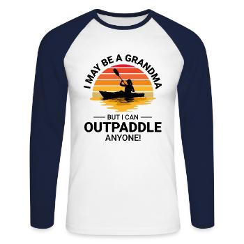 kayaking Gradma Kayak Canoe Kayaker Funny - Unisex Long Sleeve Baseball T-Shirt - white/navy - Front - Nik (191cm)