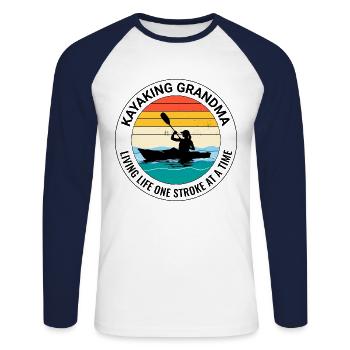 kayaking Gradma Kayak Canoe Kayaker Funny - Unisex Long Sleeve Baseball T-Shirt - white/navy - Front - Nik (191cm)