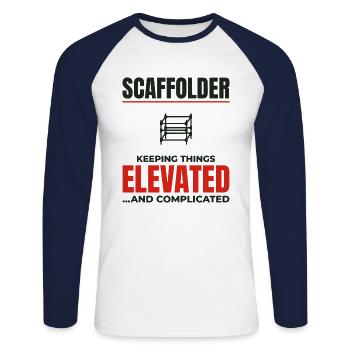 Plate-forme d’échafaudage d’échafaudage de constructeur d’échafaudages - T-shirt baseball manches longues Homme - blanc/marine - Devant - Nik (191cm)