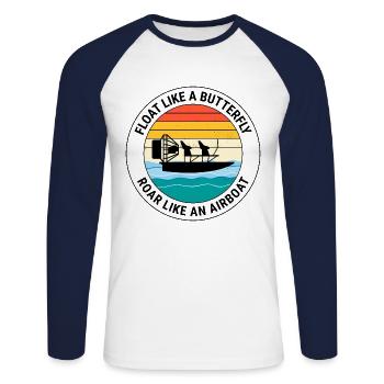 Bateau gonflable Fanboat Bateau hydroglisseur Bateau des marais - T-shirt baseball manches longues Homme - blanc/marine - Devant - Nik (191cm)