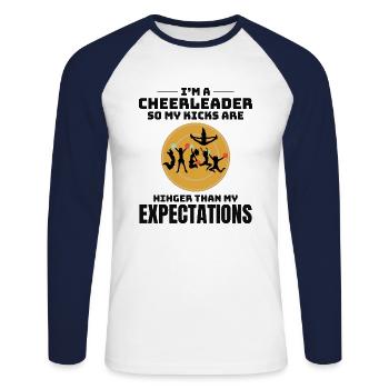 Pom-pom girl Cheerleading Girl Cheering Cheer Squad - T-shirt baseball manches longues Homme - blanc/marine - Devant - Nik (191cm)