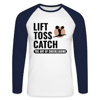 pom-pom girl pom-pom girl acclamation drôle - T-shirt baseball manches longues Homme - blanc/marine - Devant - Nik (191cm)