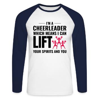 Cheerleader Cheerleading Girl Cheering Cheer Squad - T-shirt baseball manches longues Homme - blanc/marine - Devant - Nik (191cm)