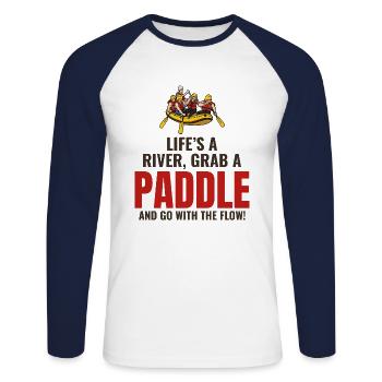 Rafting Team Floß Wildwasser Rafter Paddel Lustig - Unisex Baseballshirt langarm - Weiß/Navy - Vorne - Nik (191cm)