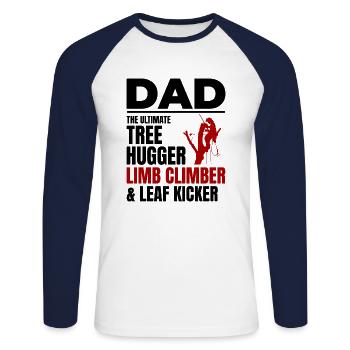 Baumpfleger Vater Baumchirurg Kletterer Klettertrimmer - Unisex Baseballshirt langarm - Weiß/Navy - Vorne - Nik (191cm)
