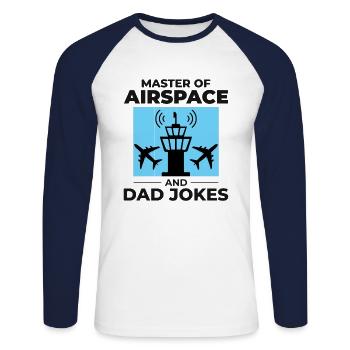 Air Traffic Controller Dad ATC Aviation Humor - Unisex Long Sleeve Baseball T-Shirt - white/navy - Front - Nik (191cm)