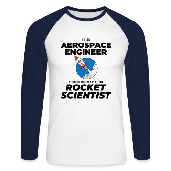 Aerospace Engineer Astronautical Rocket Scientist - Unisex Long Sleeve Baseball T-Shirt - white/navy - Front - Nik (191cm)