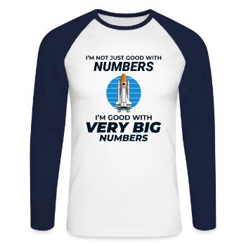 Luft- und Raumfahrtingenieur Raumfahrtraketenwissenschaftler - Unisex Baseballshirt langarm - Weiß/Navy - Vorne - Nik (191cm)