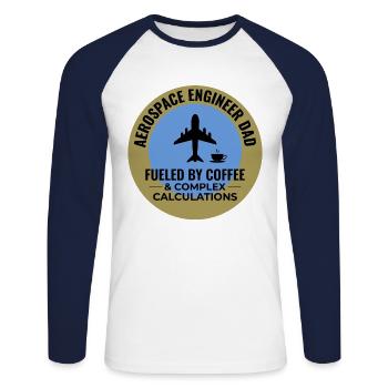 Luft- und Raumfahrtingenieur Papa Kaffee Flugzeug Flugzeug - Unisex Baseballshirt langarm - Weiß/Navy - Vorne - Nik (191cm)