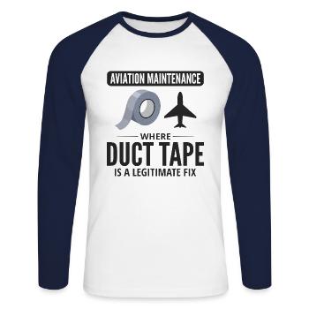 Flugzeugmechaniker Luftfahrtwartung Klebeband - Unisex Baseballshirt langarm - Weiß/Navy - Vorne - Nik (191cm)