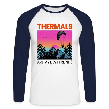Gleitschirm Pilot Gleitschirm Abenteuer Thermik - Unisex Baseballshirt langarm - Weiß/Navy - Vorne - Nik (191cm)