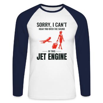 Flight Attendant Aviation Cabin Crew Air Hostess - Unisex Long Sleeve Baseball T-Shirt - white/navy - Front - Nik (191cm)