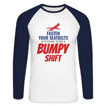 Flight Attendant Aviation Cabin Crew Airline Staff - Unisex Long Sleeve Baseball T-Shirt - white/navy - Front - Nik (191cm)