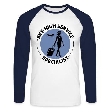 Flight Attendant Aviation Cabin Crew Air Hostess - Unisex Long Sleeve Baseball T-Shirt - white/navy - Front - Nik (191cm)
