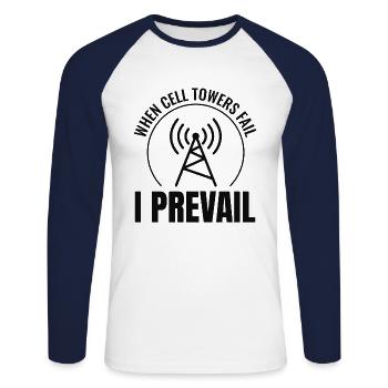 Opérateur radio amateur Fréquence des ondes radio - T-shirt baseball manches longues Homme - blanc/marine - Devant - Nik (191cm)