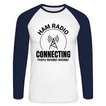 Opérateur radio amateur Fréquence des ondes radio - T-shirt baseball manches longues Homme - blanc/marine - Devant - Nik (191cm)
