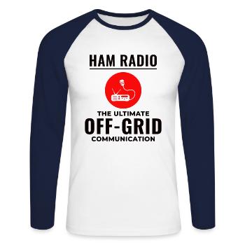 Opérateur radio amateur Fréquence des ondes radio - T-shirt baseball manches longues Homme - blanc/marine - Devant - Nik (191cm)