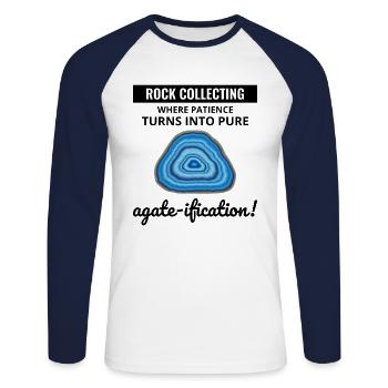 Rock Hound Collecting Collector Geology Geologist - Unisex Long Sleeve Baseball T-Shirt - white/navy - Front - Nik (191cm)
