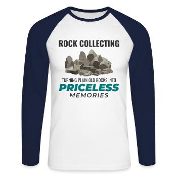 Rock Hound Collecting Collector Geology Geologist - Unisex Long Sleeve Baseball T-Shirt - white/navy - Front - Nik (191cm)