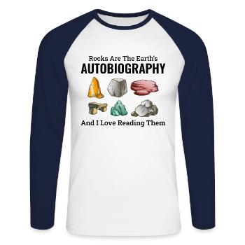 Rock Hound Collecting Collector Geology Geologist - Unisex Long Sleeve Baseball T-Shirt - white/navy - Front - Nik (191cm)