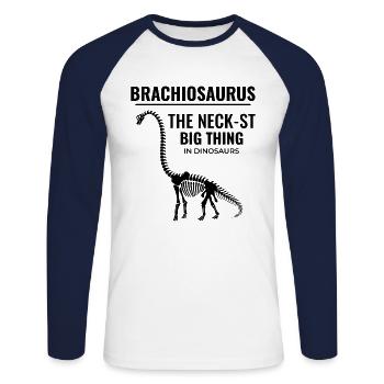 Brachiosaurus Dinosaur Dino Fossil Hunting - Unisex Long Sleeve Baseball T-Shirt - white/navy - Front - Nik (191cm)