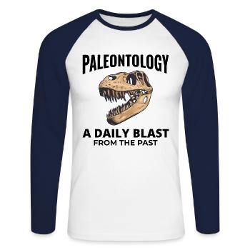 Fossil Hunting Paleontology Dinosaur Prehistoric - Unisex Long Sleeve Baseball T-Shirt - white/navy - Front - Nik (191cm)