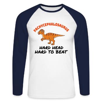 Pachycephalosaurus Dinosaurier Dino Paläontologe - Unisex Baseballshirt langarm - Weiß/Navy - Vorne - Nik (191cm)