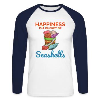Seashells Collector Beachcomber Sea Shell Ocean - Unisex Long Sleeve Baseball T-Shirt - white/navy - Front - Nik (191cm)