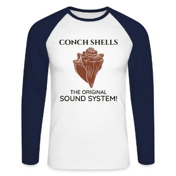 Muschel Muschel Sammler Beachcomber Muschel - Unisex Baseballshirt langarm - Weiß/Navy - Vorne - Nik (191cm)