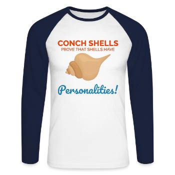 Muschel Muschel Sammler Beachcomber Muschel - Unisex Baseballshirt langarm - Weiß/Navy - Vorne - Nik (191cm)
