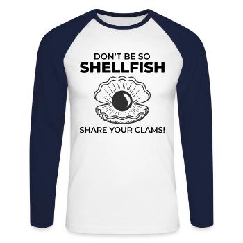 Muschelschalen Sammler Beachcomber Beach - Unisex Baseballshirt langarm - Weiß/Navy - Vorne - Nik (191cm)
