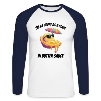 Clam Shell Seashells Collector Beachcomber Beach - Unisex Long Sleeve Baseball T-Shirt - white/navy - Front - Nik (191cm)