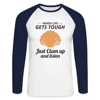 Clam Shell Seashells Collector Beachcomber Beach - Unisex Long Sleeve Baseball T-Shirt - white/navy - Front - Nik (191cm)