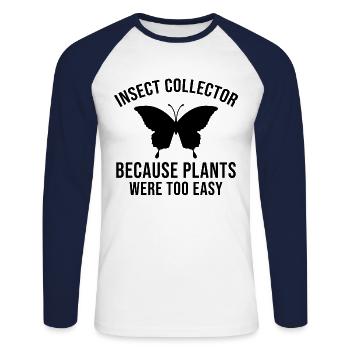 Insect Collector Entomology Entomologist Butterfly - Unisex Long Sleeve Baseball T-Shirt - white/navy - Front - Nik (191cm)