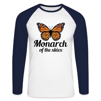Papillon monarque Papillons Insect Collector - T-shirt baseball manches longues Homme - blanc/marine - Devant - Nik (191cm)
