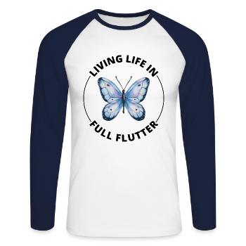 Schmetterlinge, Schmetterlinge, Insektensammler, Entomologie - Unisex Baseballshirt langarm - Weiß/Navy - Vorne - Nik (191cm)