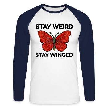 Schmetterlinge, Schmetterlinge, Insektensammler, Entomologie - Unisex Baseballshirt langarm - Weiß/Navy - Vorne - Nik (191cm)