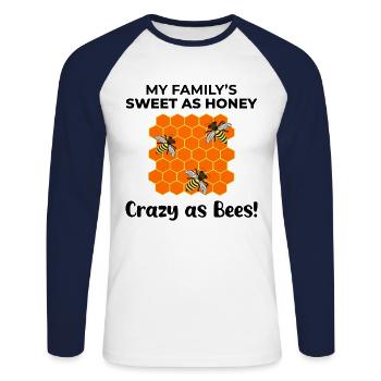Honeybee Dad Beekeeper Family Beekeeping Insect - Unisex Long Sleeve Baseball T-Shirt - white/navy - Front - Nik (191cm)