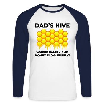 Honeybee Dad Beekeeper Apiculture Insect Collector - T-shirt baseball manches longues Homme - blanc/marine - Devant - Nik (191cm)