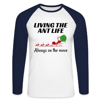 Ant Keeper Ant Lover Entomologist Insect Collector - Unisex Long Sleeve Baseball T-Shirt - white/navy - Front - Nik (191cm)