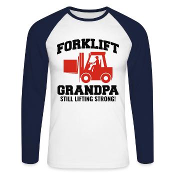 Forklift Operator Heavy Equipment Driver Grandpa - Unisex Long Sleeve Baseball T-Shirt - white/navy - Front - Nik (191cm)