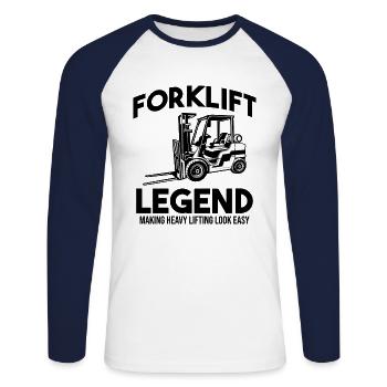 Forklift Operator Heavy Equipment Driver - Unisex Long Sleeve Baseball T-Shirt - white/navy - Front - Nik (191cm)
