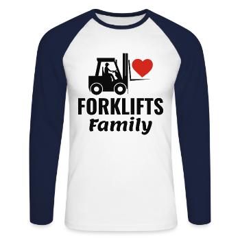 Forklift Operator Heavy Equipment Driver Family - Unisex Long Sleeve Baseball T-Shirt - white/navy - Front - Nik (191cm)