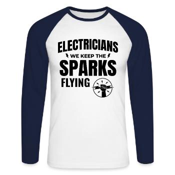 Electrician Humor Electrical Technician Engineer - Unisex Long Sleeve Baseball T-Shirt - white/navy - Front - Nik (191cm)