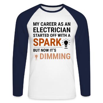 Electrician Humor Electrical Technician Engineer - Unisex Long Sleeve Baseball T-Shirt - white/navy - Front - Nik (191cm)