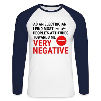 Electrician Humor Electrical Technician Engineer - Unisex Long Sleeve Baseball T-Shirt - white/navy - Front - Nik (191cm)