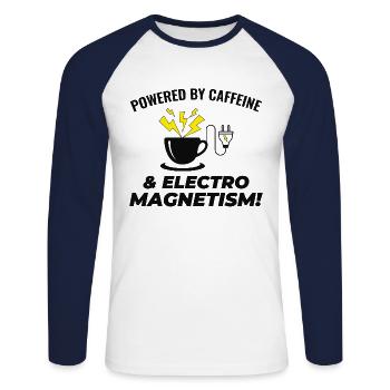 Électricien Café Technicien électrique Ingénieur - T-shirt baseball manches longues Homme - blanc/marine - Devant - Nik (191cm)